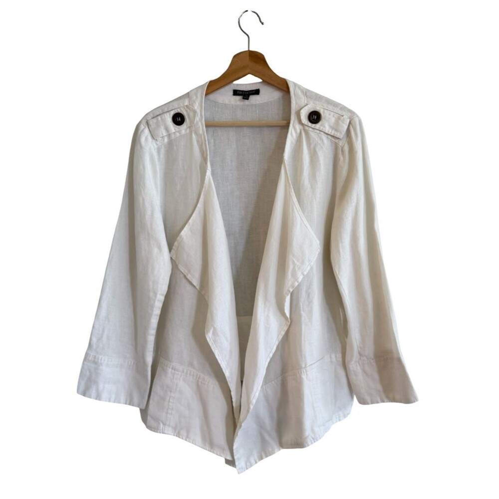 For Cynthia Womens Linen Jacket Size 1X Lagen Coastal Beachy Boho Open Front